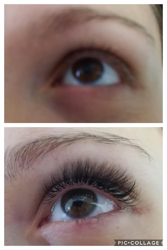 Extension ciglia prima e dopo